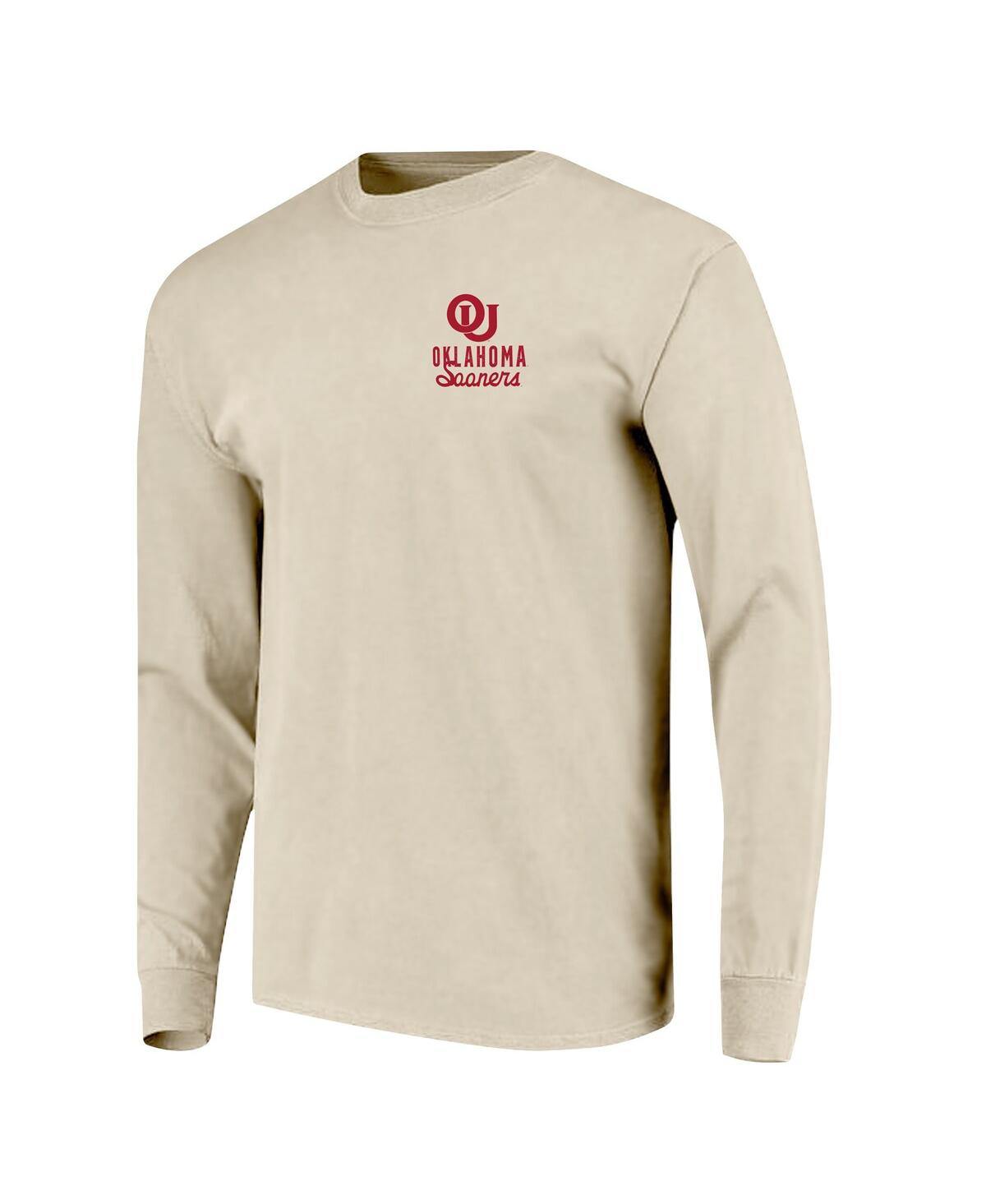 Image One Men's Natural Oklahoma Sooners Comfort Colors Mascot Overlay Long Sleeve T-shirt In Neutral