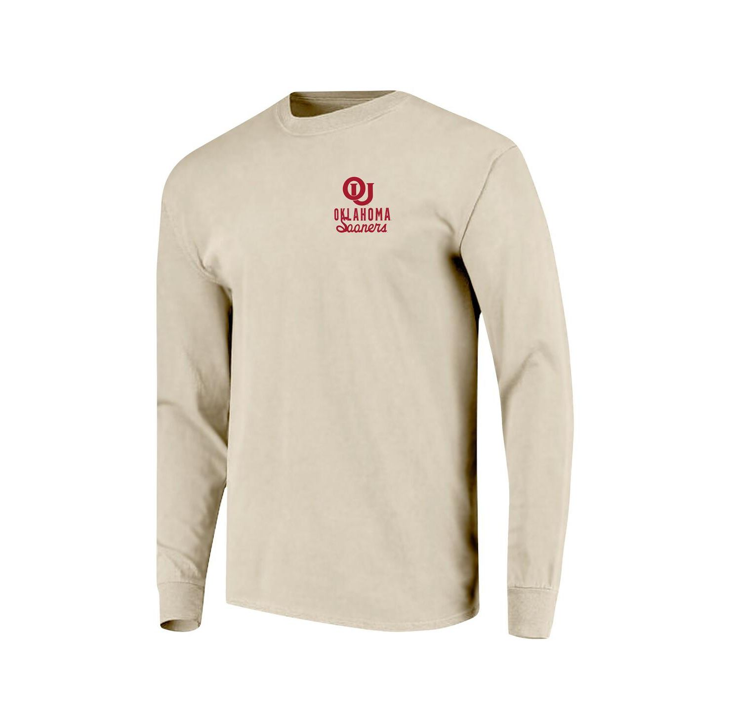 Men's Natural Oklahoma Sooners Comfort Colors Mascot Overlay Long Sleeve T-Shirt