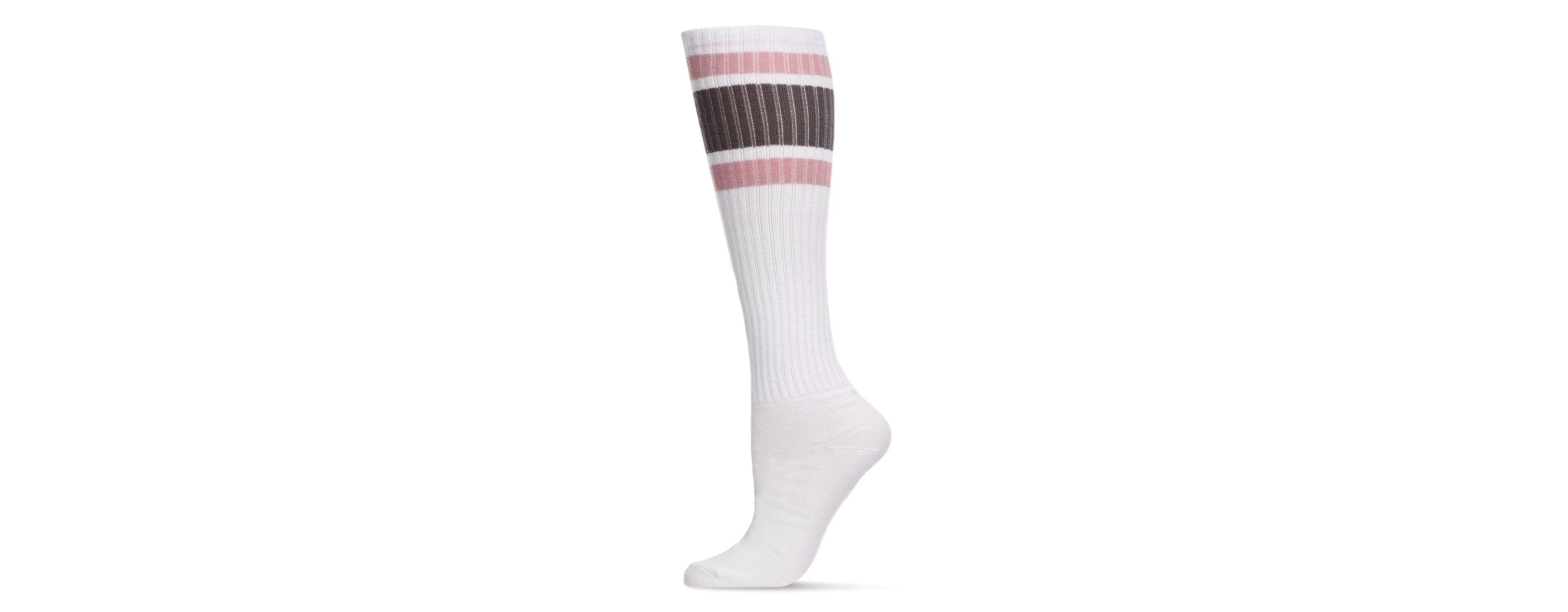 MeMoi Women's Ribbed Retro Athletic Stripe Knee High Socks