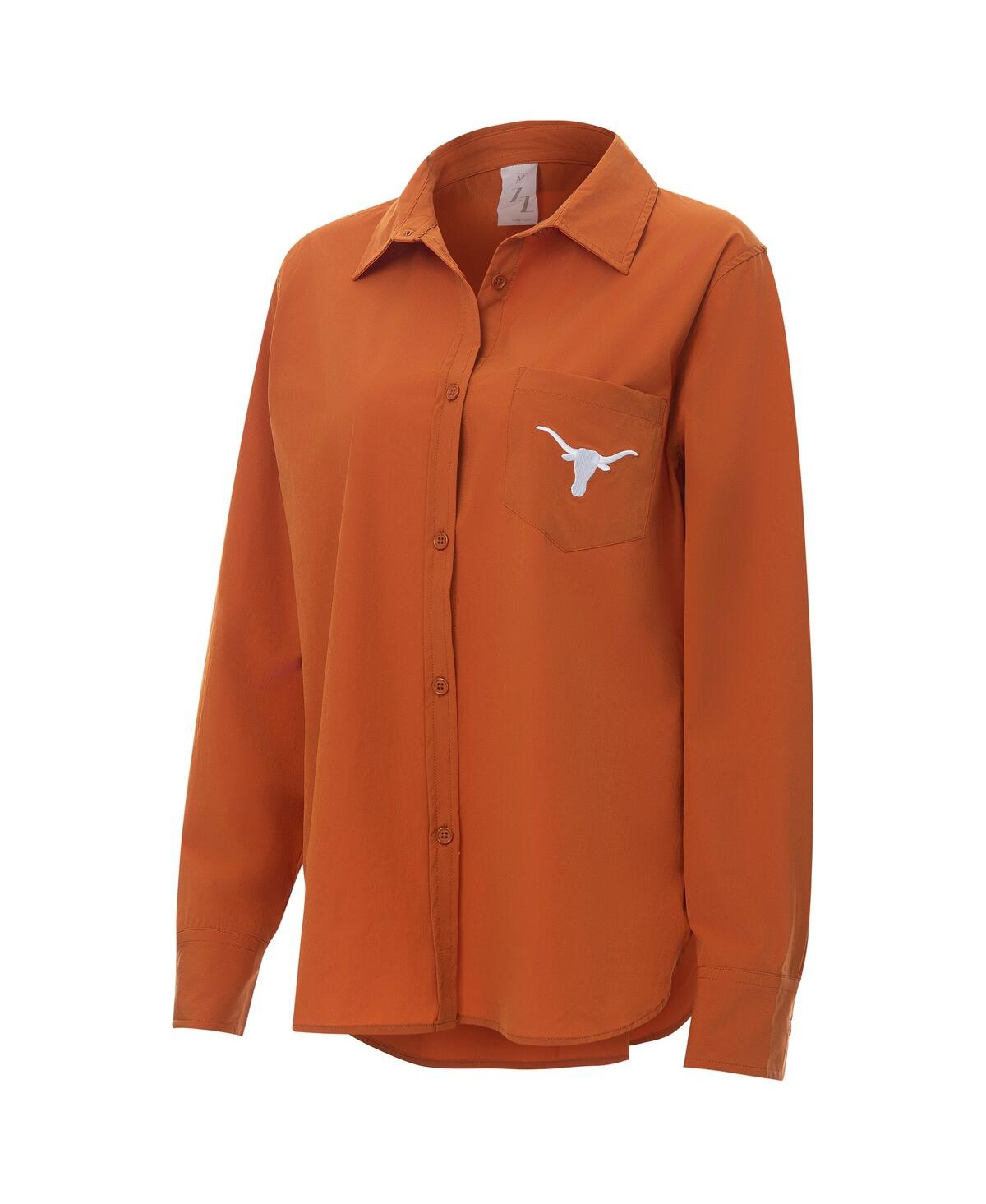 Zoozatz Women's Burnt Orange Texas Longhorns Stretch Woven Button-up Shirt In Orange