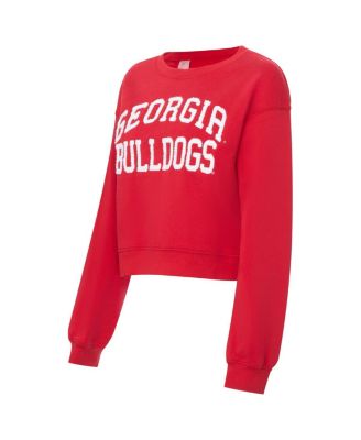 Women's Red Georgia Bulldogs Chenille Cropped Sweatshirt