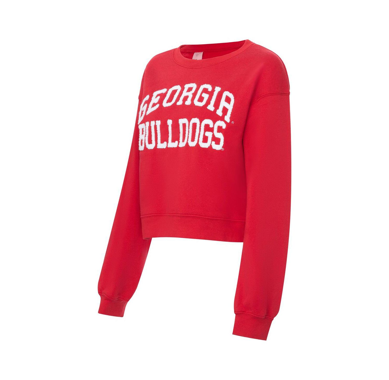 Women's Red Georgia Bulldogs Chenille Cropped Sweatshirt