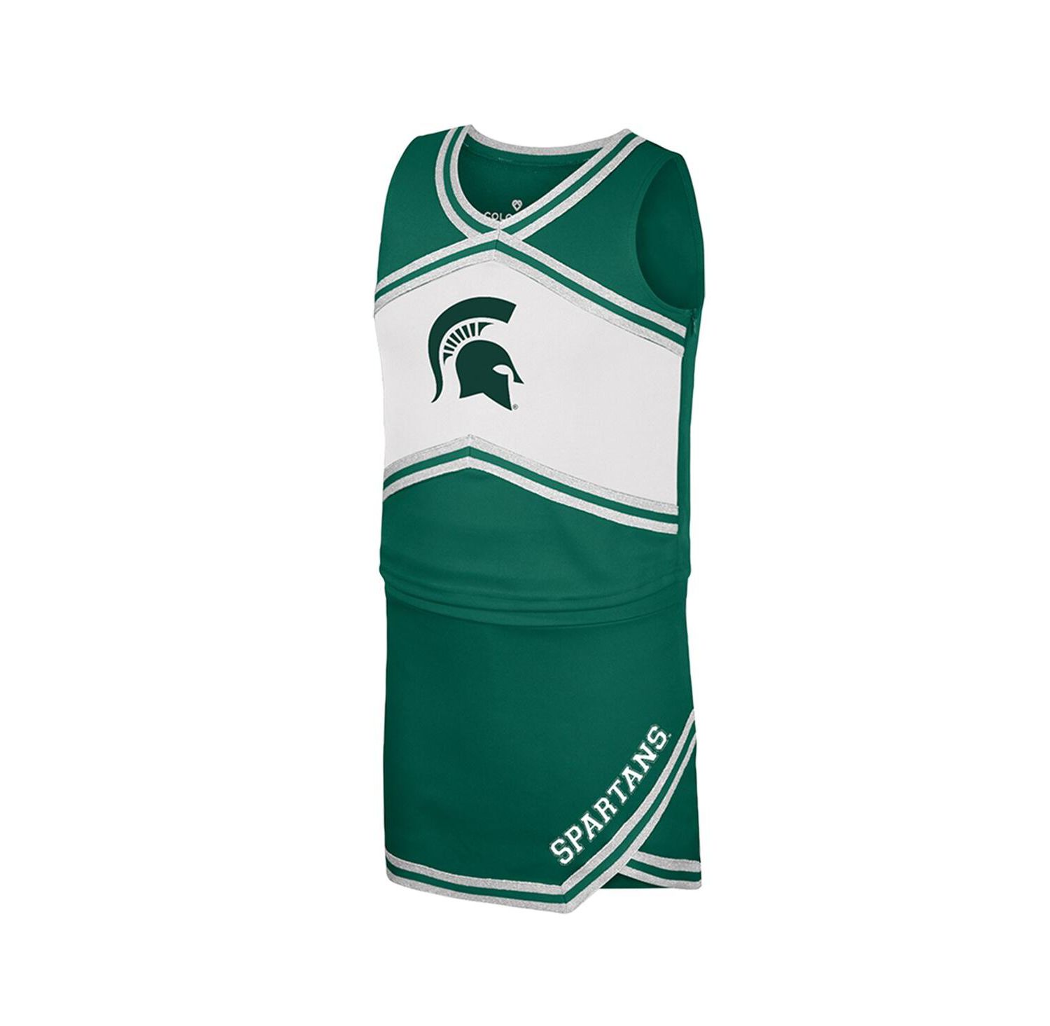 Big Girls 2-Piece Green Michigan State Spartans Cheerleader Top and Skirt Set