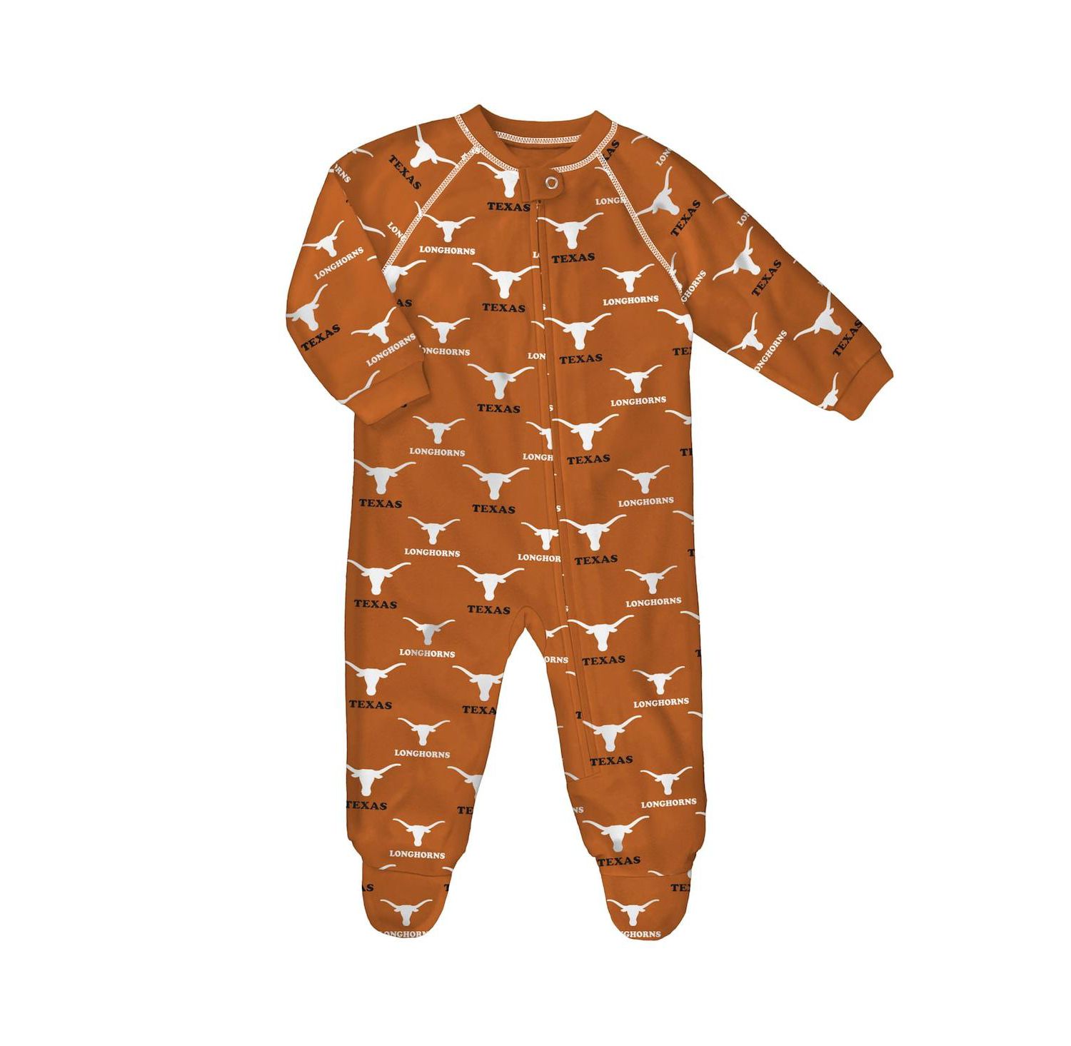 Baby Boys and Girls Texas Orange Texas Longhorns All-Over Print Raglan Full-Zip Coverall