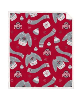 Pegasus Home Fashions - Ohio State Buckeyes 60" x 70"&nbsp;Ugly Sweater Flannel Fleece Sherpa Blanket