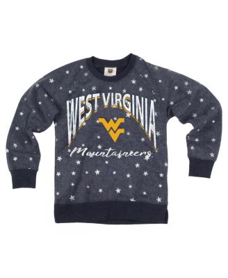 Wes & Willy - Big Girls Navy West Virginia Mountaineers Shimmer Star Reverse Sweatshirt