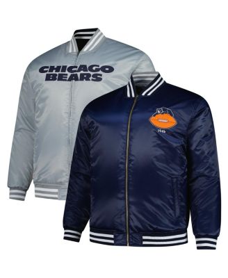 Mitchell & Ness - Men's Navy/Silver Chicago Bears Big Tall Throwback Reversible Full-Zip Jacket