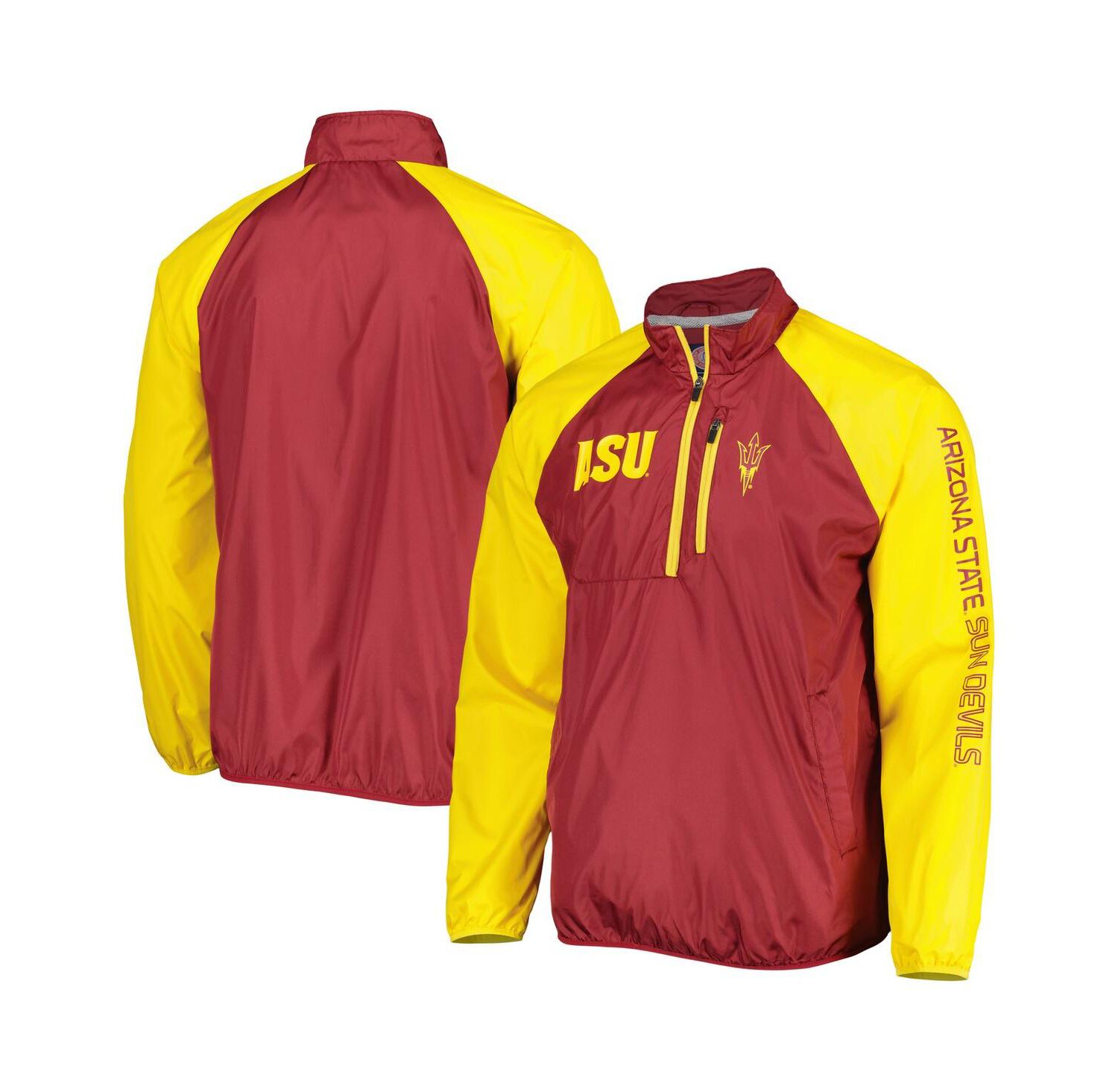 Men's Maroon/Gold Arizona State Sun Devils Point Guard Raglan Half-Zip Jacket