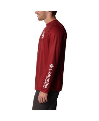 Men's Crimson Oklahoma Sooners Terminal Tackle Omni-Shade Raglan Long Sleeve T-Shirt