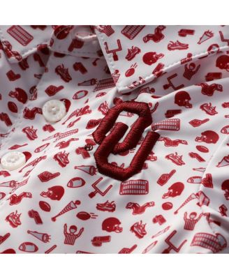 Baby Boys and Girls Crimson Oklahoma Sooners Tom Allover Print Performance Polo Shirt Bodysuit