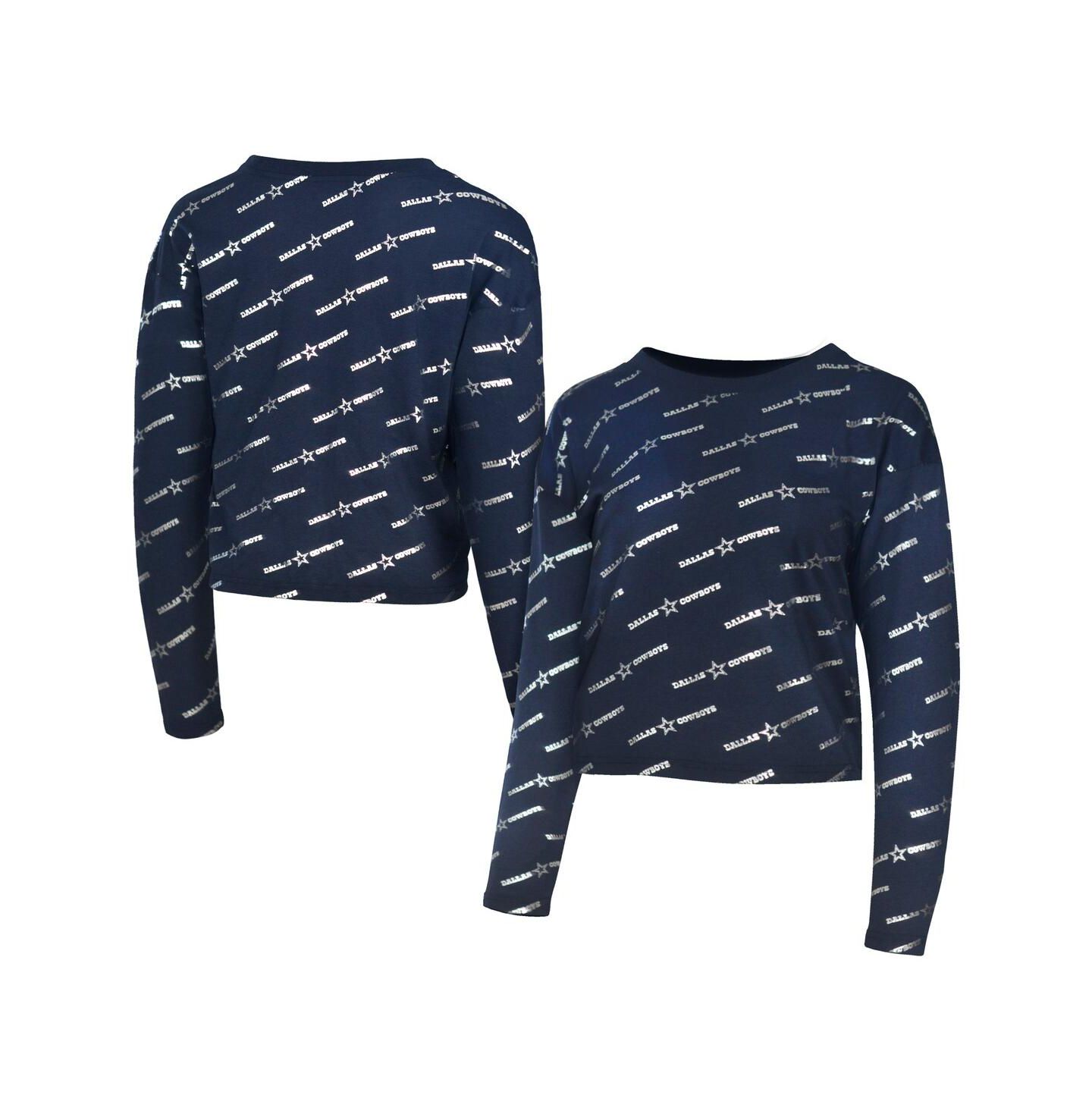 Мужская футболка Lauren James Navy Dallas Cowboys Foil Long Sleeve — фото 1