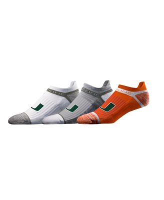 Strideline - Men's and Women's 3-Pack Miami Hurricanes Premium Low Ankle Socks Set