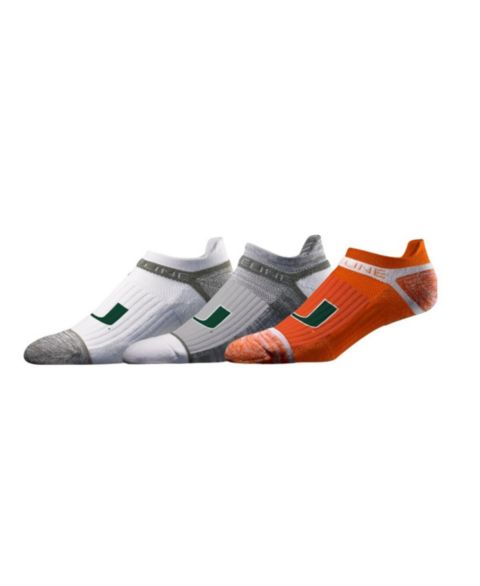 Носки Strideline Men's and Women's 3-Pack Miami Hurricanes Premium Low Ankle Socks Set