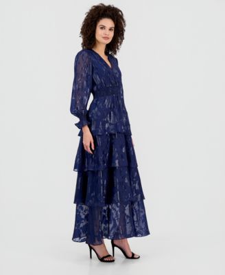 Women's Smocked-Trim Tiered Maxi Dress