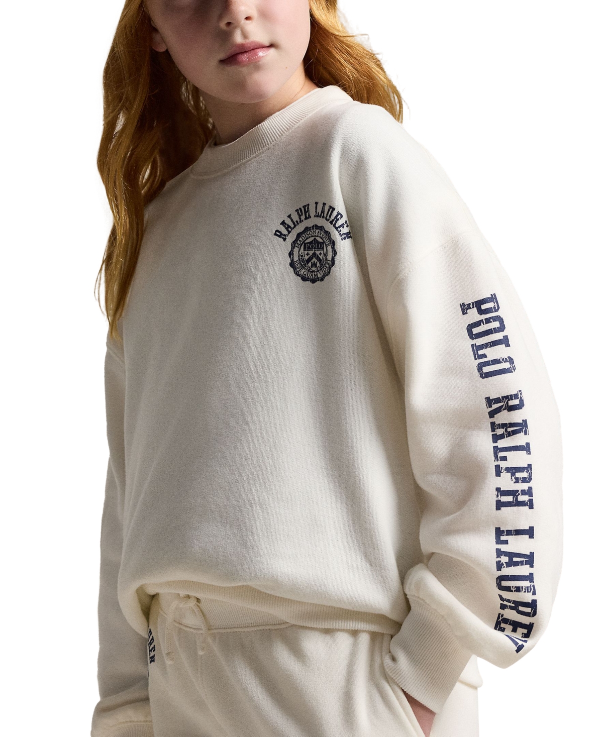 Polo Ralph Lauren Girls 7-16 Logo Crest Crewneck Sweatshirt