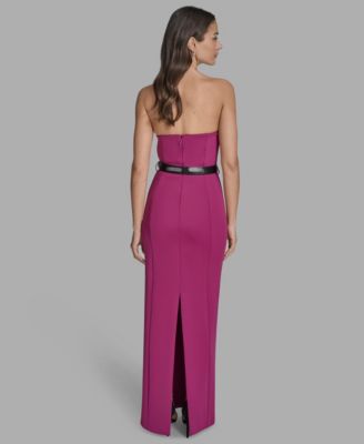 Scuba Women's Strapless Belted Maxi Dress