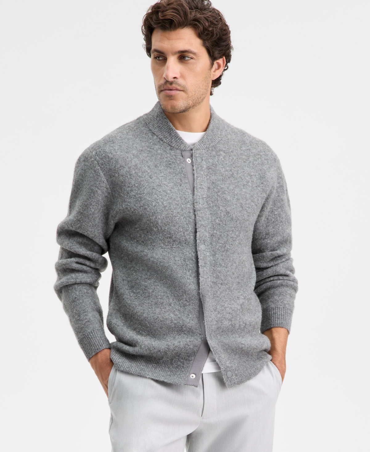 Alfani Men's Elevated Bomber Sweater, Macy's Exclusive