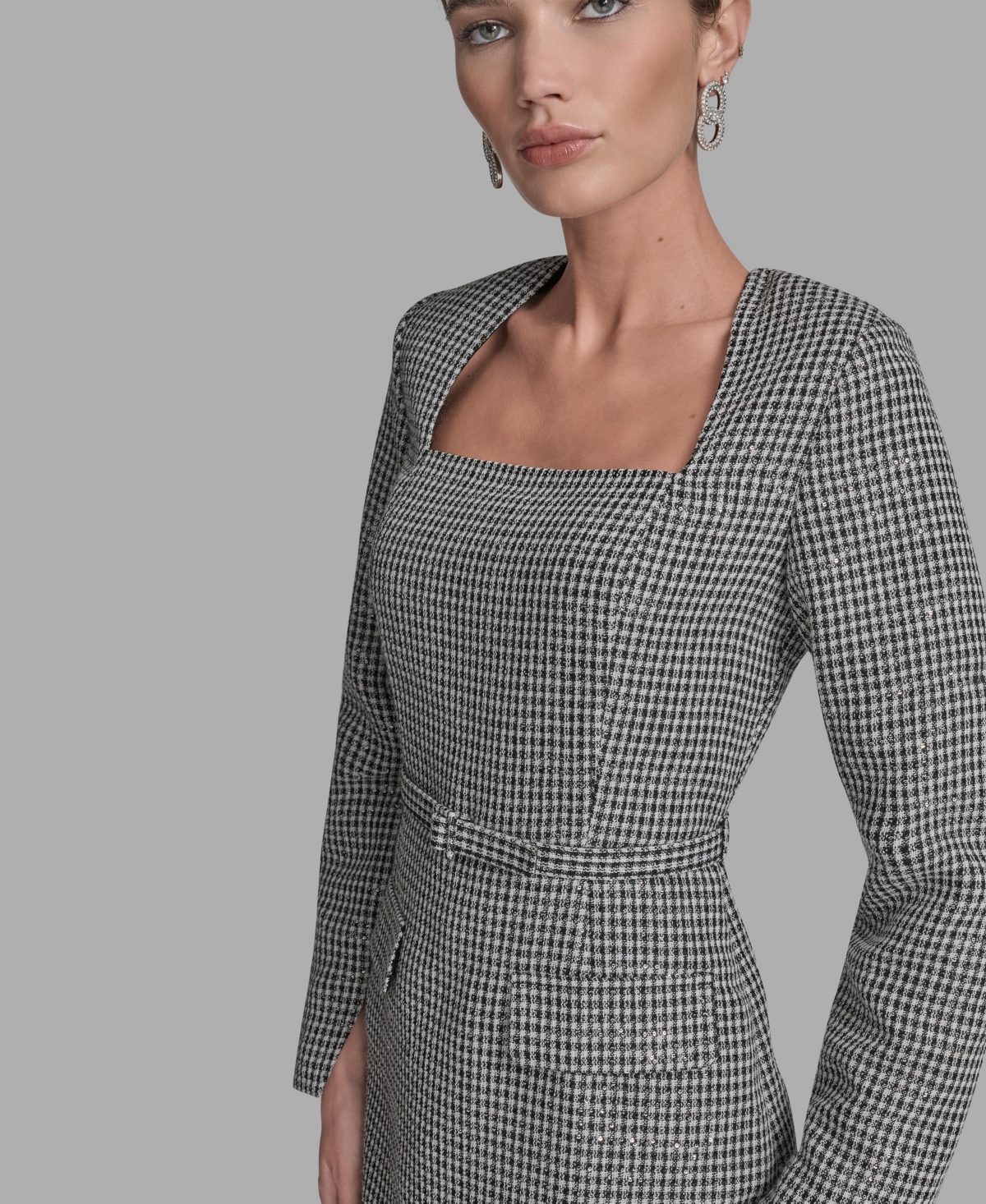 Bcbg Women's Sequin Square Neck Sheath Dress In Gray