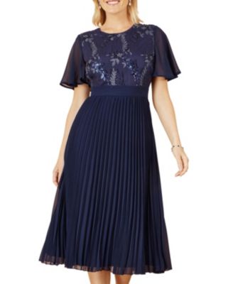 Women's Sequin Embellished Pleated Midi Dress