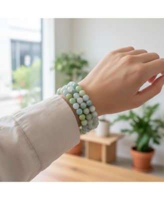 Stackable Set Of 3 Natural Stone Round Bead 8MM Multi Strand Stretch Bracelet