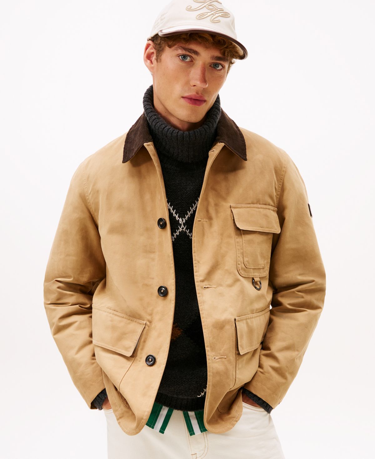 Мужская куртка-сарай с вощеным остроконечным воротником