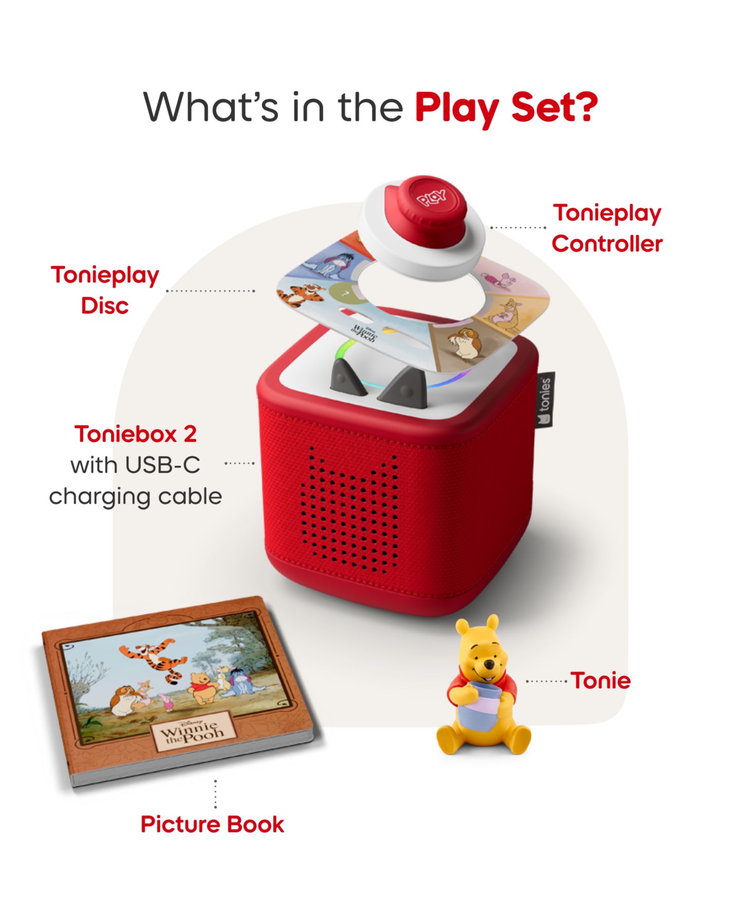 Детская игрушка Tonies Toniebox 2 Play Set Winnie the Pooh- Sunset Red — фото 5