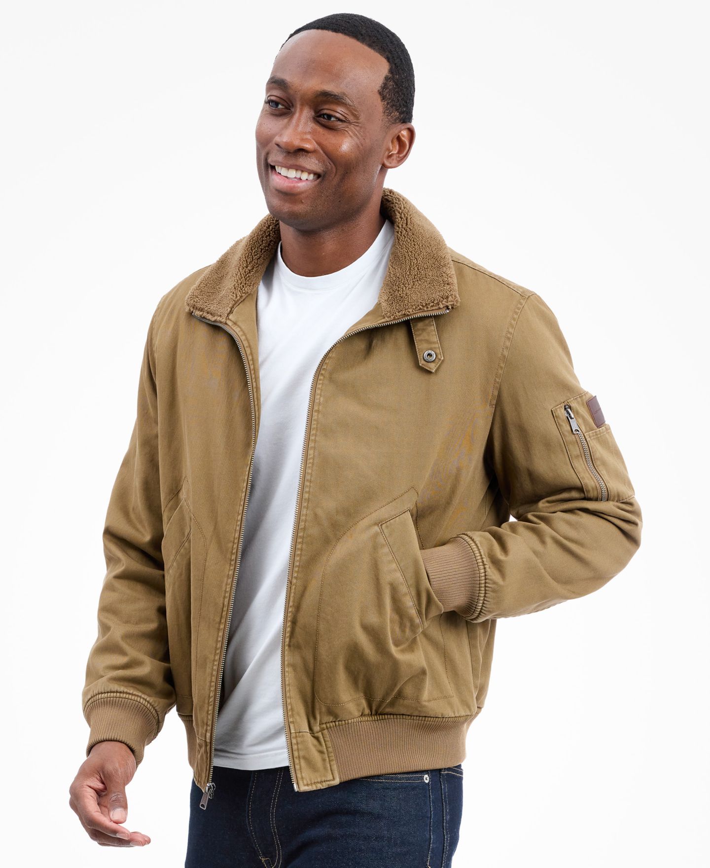 Мужская куртка Lucky Brand Sherpa Collar Flight, цвет: Хаки — фото 3