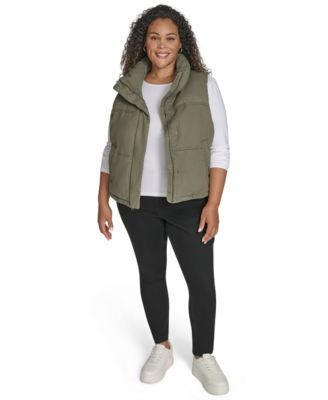Plus Size Sleeveless Short Puffer Vest