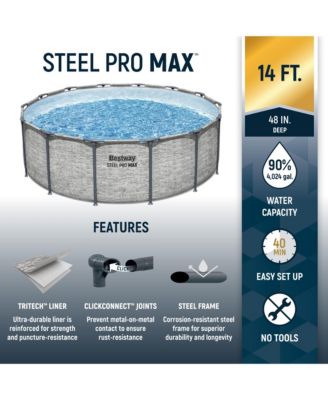 Steel Pro MAX 14'x48" Round Above Ground Swimming Pool with Pump & Cover