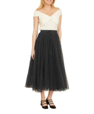 Women's Mesh Heart Print Tulle Skirt