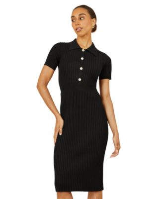 Women's Fitted Rib Knitted Midi Dress