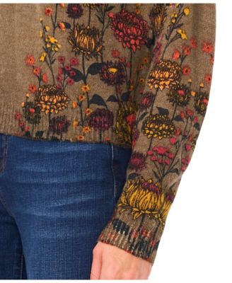 Women's Floral Print Crewneck Sweater