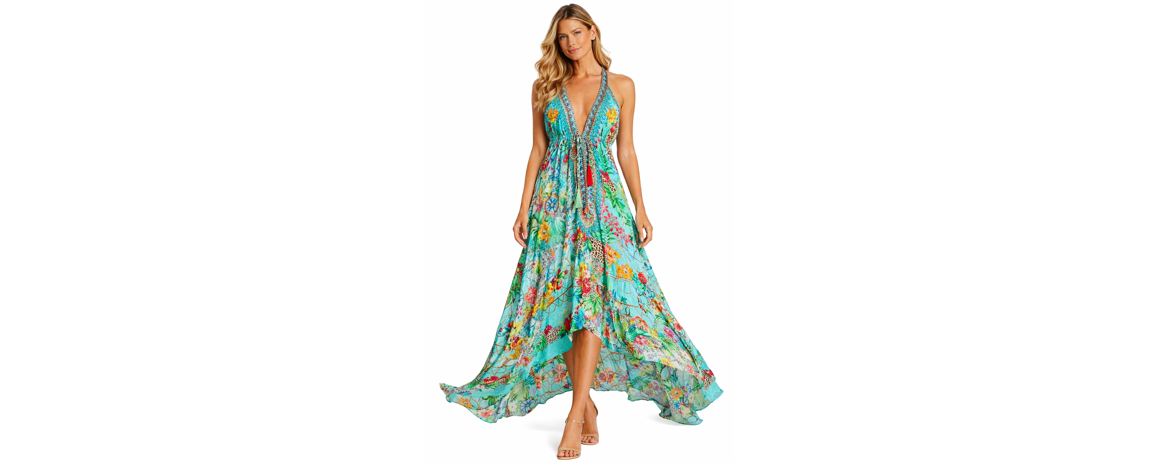 La Moda Clothing Women's Maxi halterneck Dress