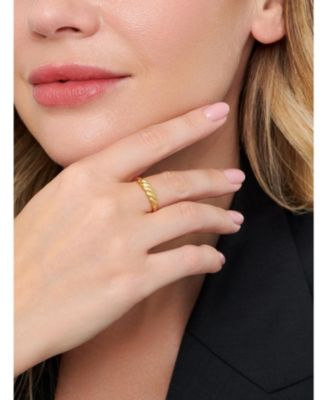 Rope Ring in Gold Plated Sterling Silver, Size 7