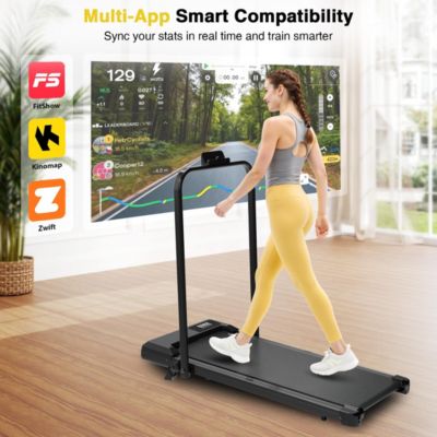 2 in 1 Walking Pad Treadmill with Incline, Under Desk Treadmill with LED Display & APP for Home Office