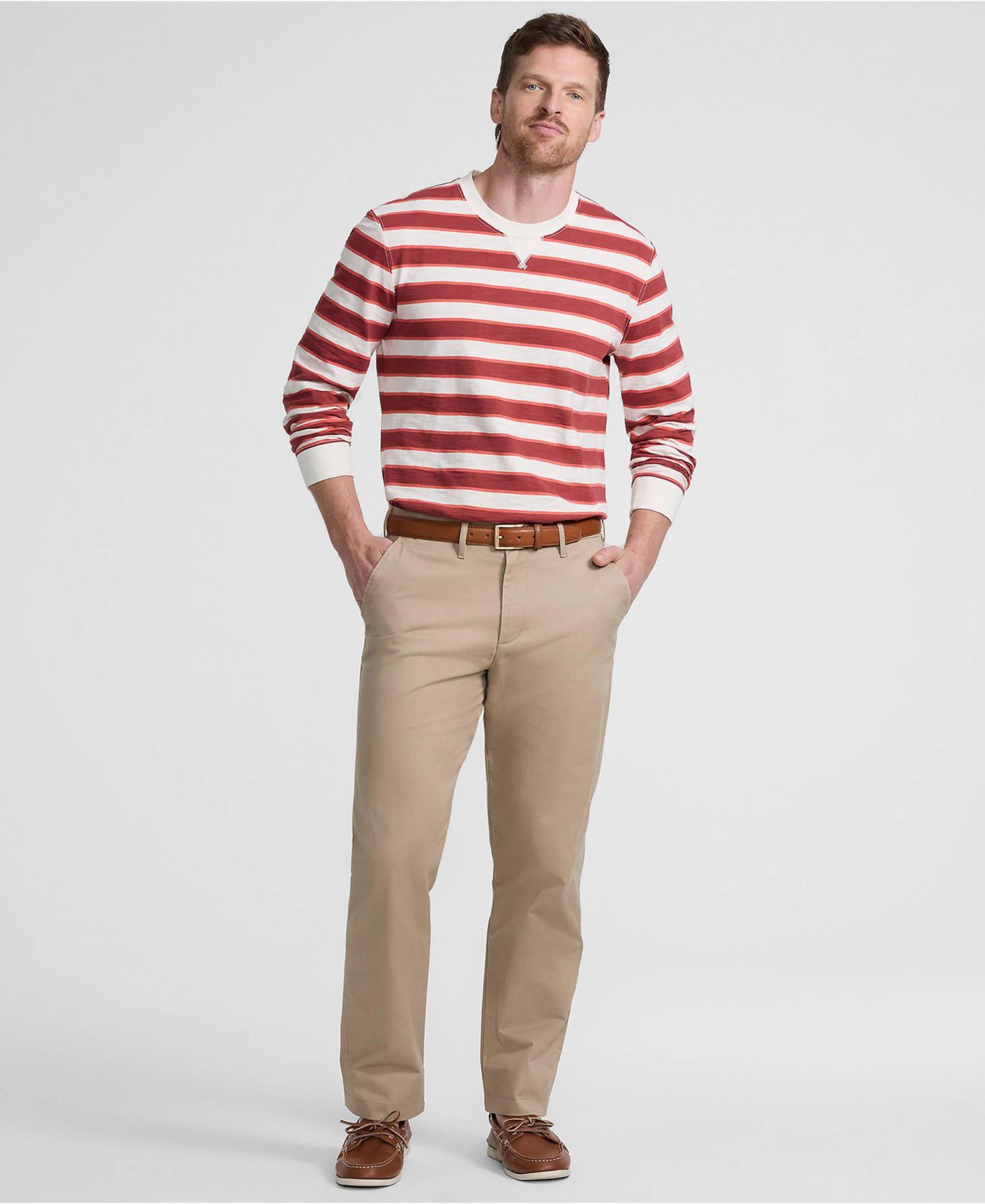 Мужские брюки Lands' End Travel Kit Comfort Waist Athletic Fit Chino Pant, цвет: Хаки — фото 3