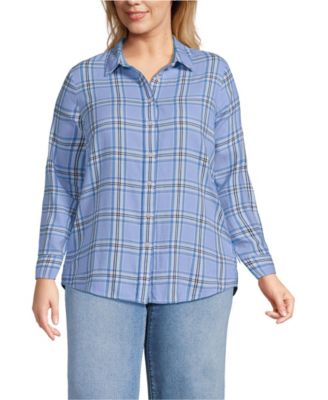 Plus Size Flannel Boyfriend Long Sleeve Shirt