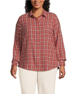 Plus Size Flannel Boyfriend Long Sleeve Shirt