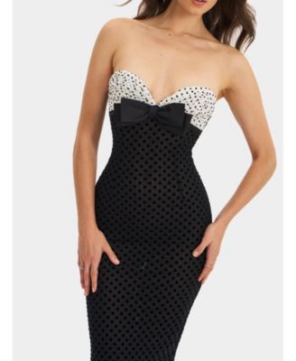 Women's Faith Black and White Polka Dot Sweetheart Maxi Dress