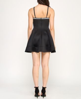 Junior's Embellished Square Neck Sleeveless Dress