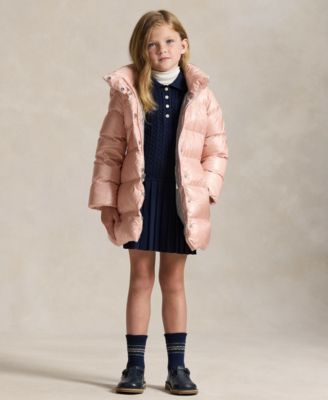 Girls 2T-6X Metallic Full-Zip Hooded Long Jacket