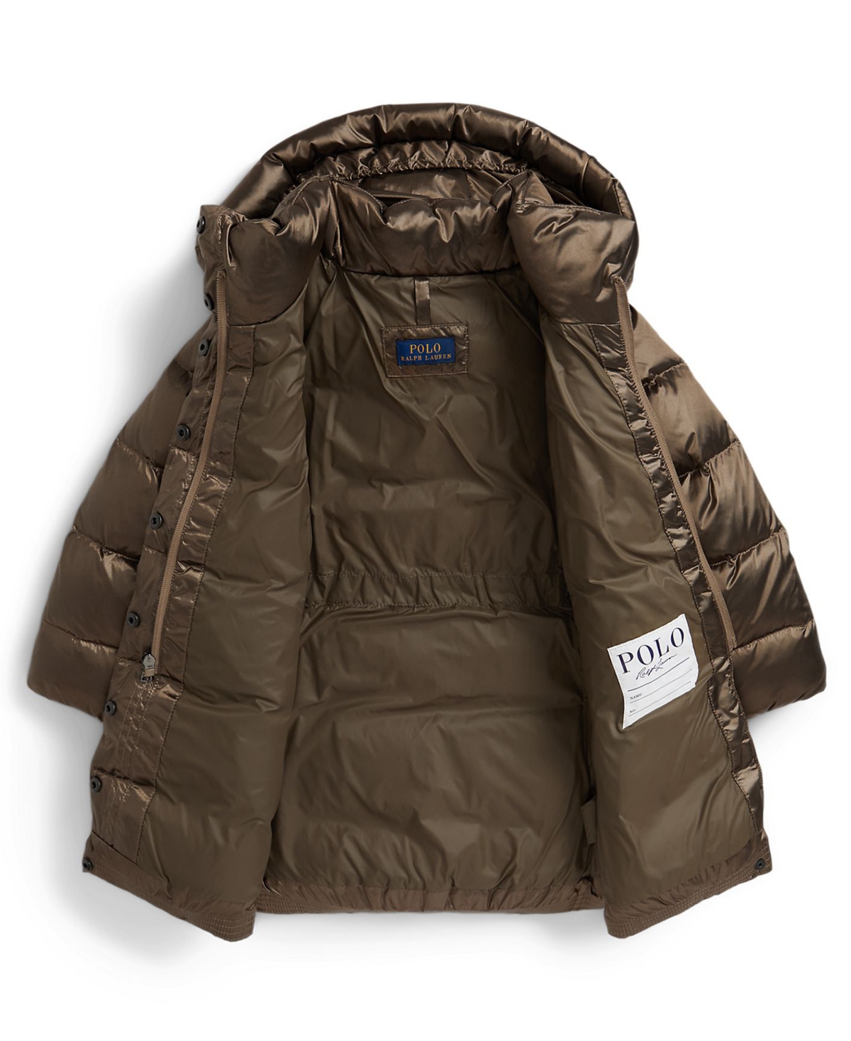 Polo Ralph Lauren Girls 2t-6x Insulated Metallic Outerwear Coat In Brown