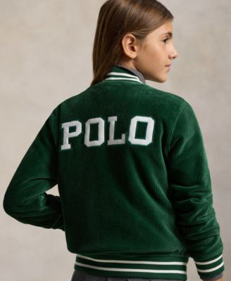 Girls' 7-16 Striped Ribbed Bomber Jacket