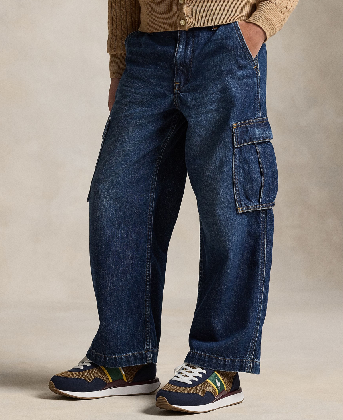 Polo Ralph Lauren Cargo-pocket Wide-leg Jeans In Blue
