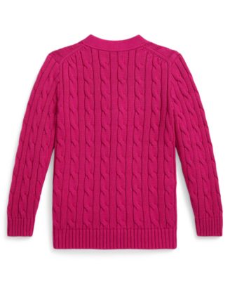 Girls' 2T-6X Cable V-Neck Cardigan