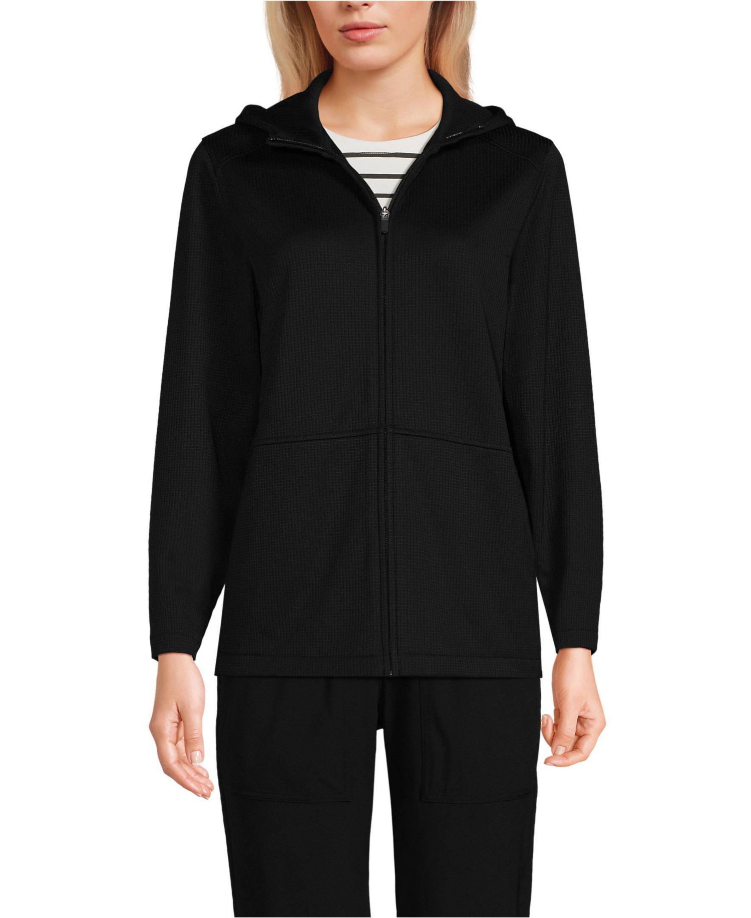 Men's Unisex Grid Tech Hooded Zip Front Jacket