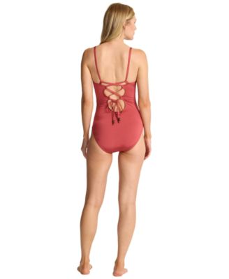 Women's Jewel Shirred Maillot One Piece Swimsuit