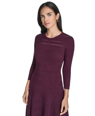 Women's Textured Ottoman Fit and Flare Dress