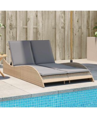 Sun Lounger Beige PE rattan 44.9x80.7x28.7 in
