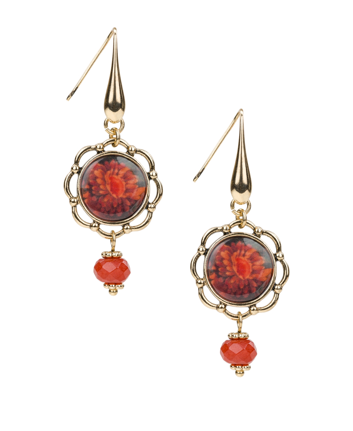 Patricia Nash European Floral Tapestry Antique-like Gold-tone Wire Drop Earrings In Gold